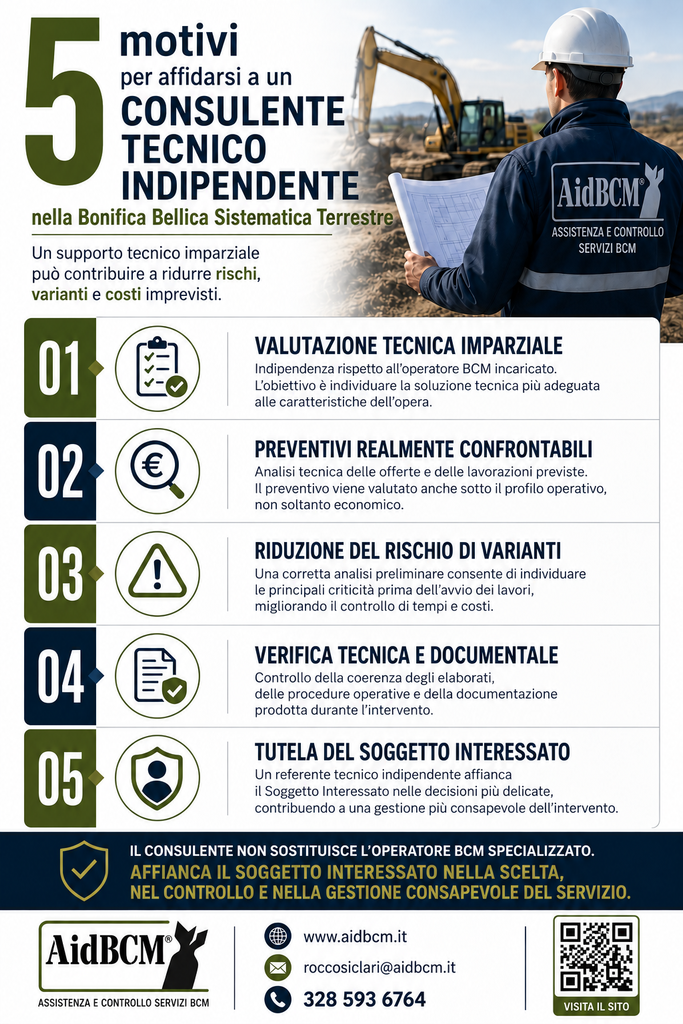 Cinque motivi per affidarsi a un consulente tecnico indipendente nella Bonifica Bellica Sistematica Terrestre